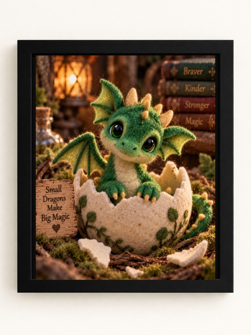 8x10 Framed Green Dragon A.I. Art